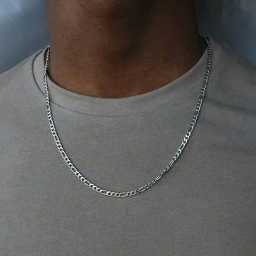 Riolio Fashion New Figaro Chain Necklace For Men Punk Silver Color Stainless Steel Long Necklace Men Hip Hop Jewelry Gift